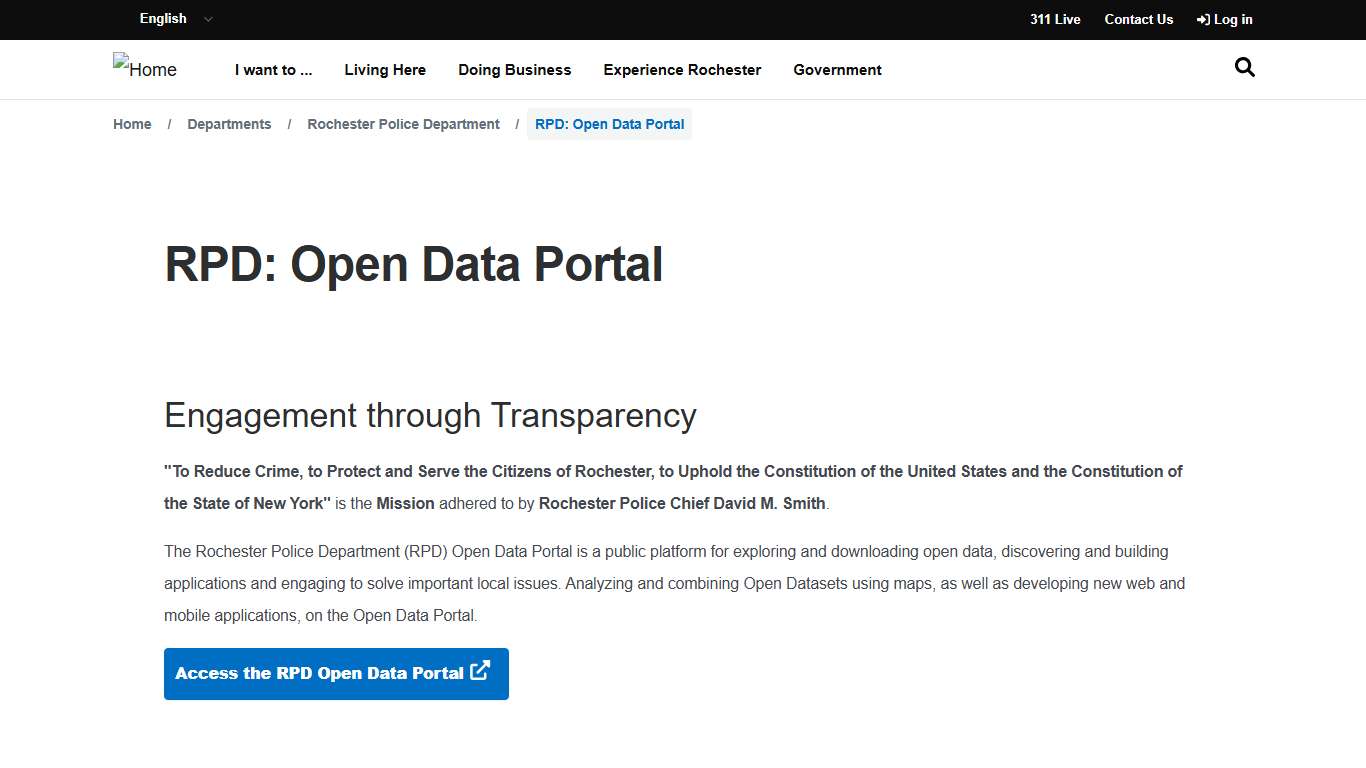 RPD: Open Data Portal City of Rochester, New York